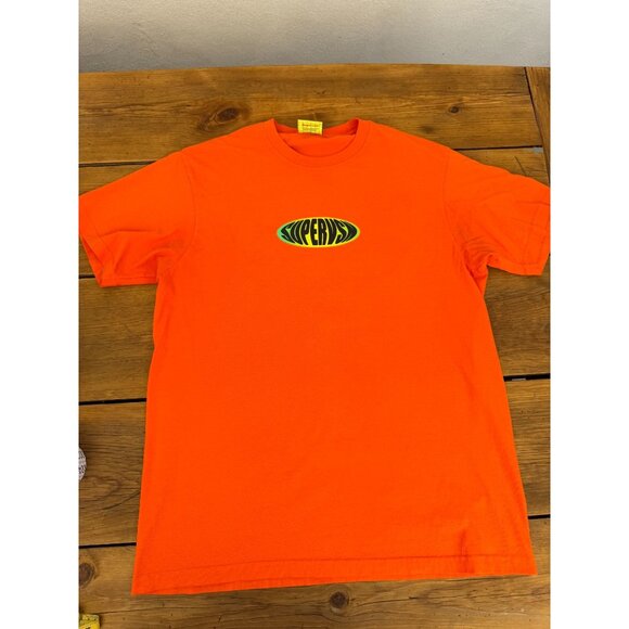 Supervsn Mens Orange Graphic Tee Shirt Large Cotton Crewneck Short Sleeve MINT & - Picture 1 of 9